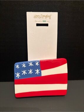 Happy Everything Ceramic American Flag Accent Piece- Red, White & Blue